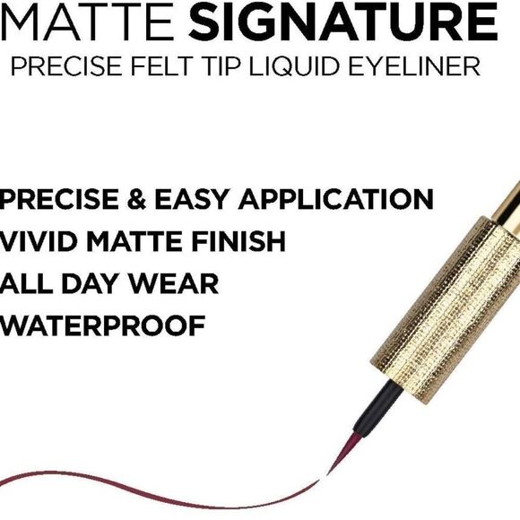 🌹3/$12 L'Oreal Paris Makeup Matte Signature Liquid Dip Eyeliner BURGUNDY - Picture 2 of 11